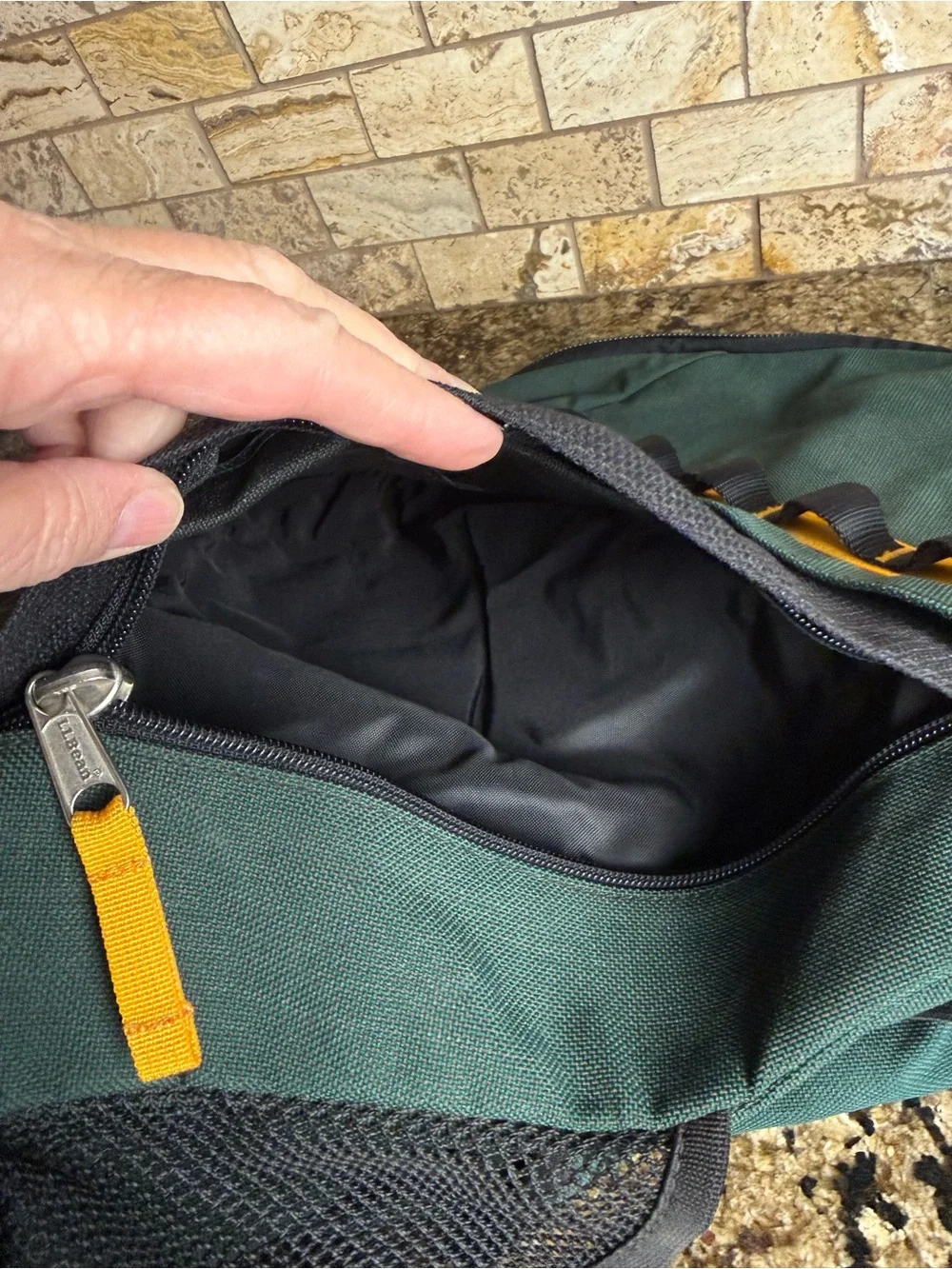 Vintage L.L. Bean Tech Hiking Backpack Green / Black / Yellow Gorpcore EUC Clean